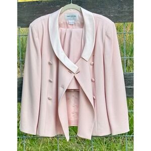 Jones New York Suit Vintage Blush Pink Skirt Suit Womens Size M Double‎ Breasted